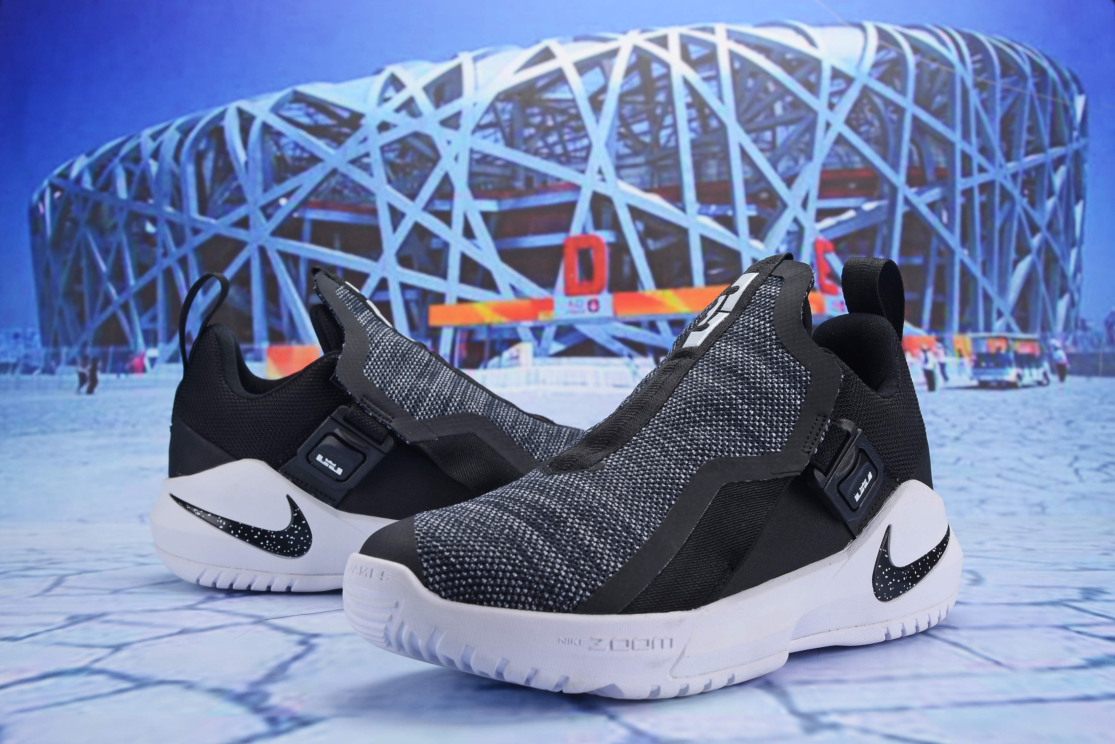Men Nike LeBron Ambassador 11 Grey Black White Basketball Shoes - Click Image to Close
